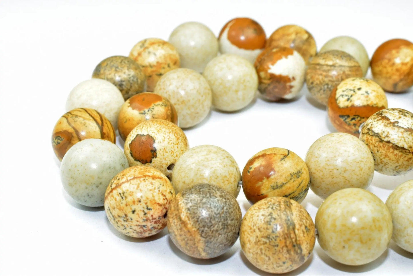 Picture Jasper Gemstone Round Beads 10mm, 12mm natural healing stone Beads birthstone natural Beads for jewelry making - BeadsFindingDepot