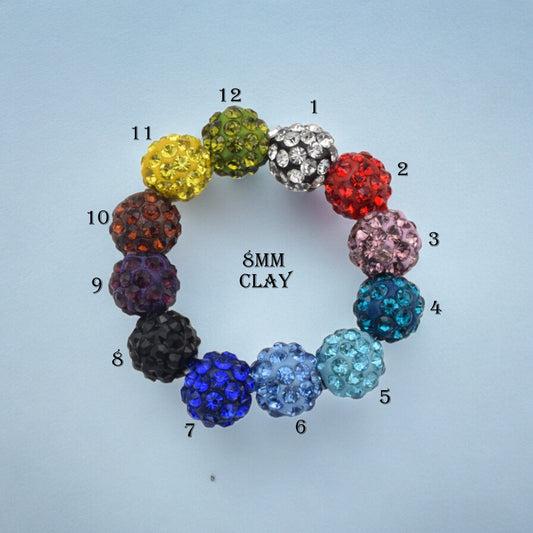 8mm Rhinestone Micro Pave Beads in Metal and Clay for jewelry making