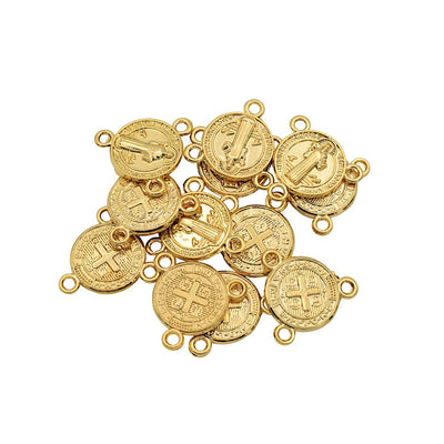 Gold Filled Saint Benedict/ San Benito Rosary center for jewelry making 18k- GF4002 BeadsFindingDepot