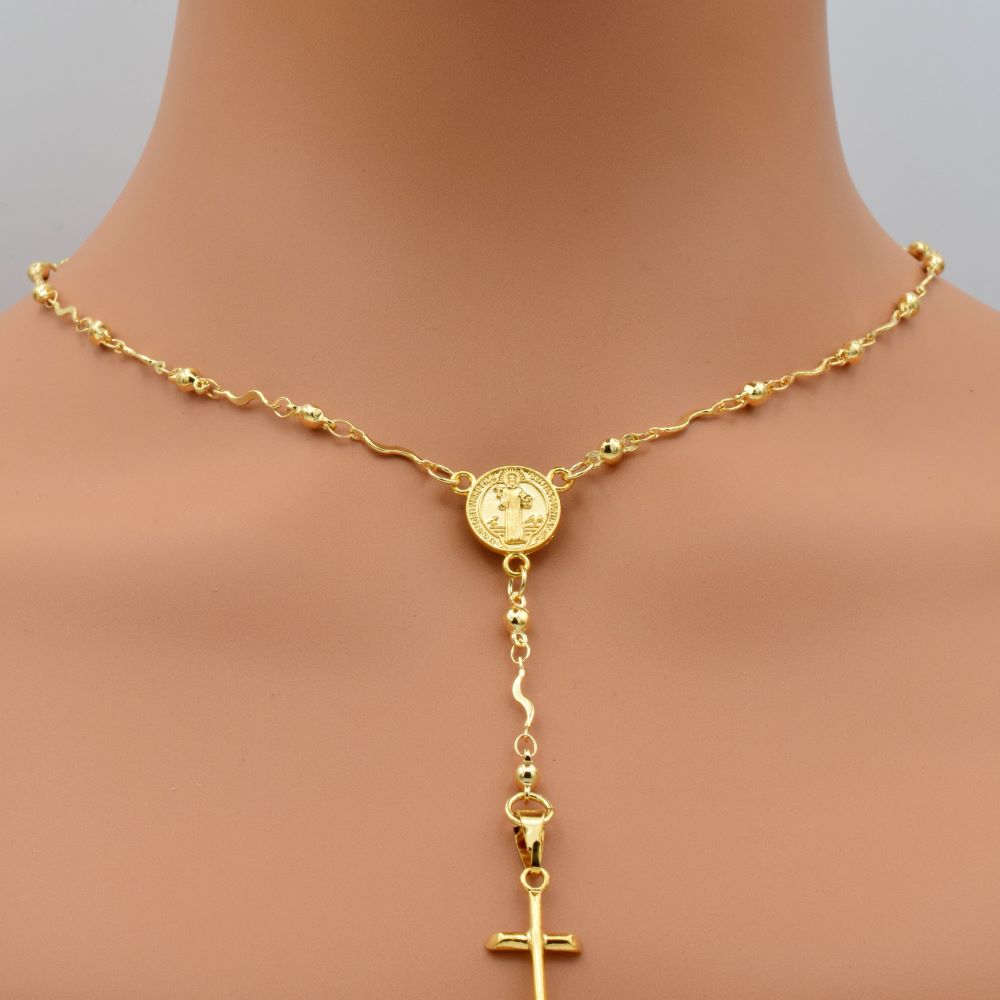 Gold Filled Saint Benedict/ San Benito Rosary center for jewelry making 18k- GF4002 BeadsFindingDepot