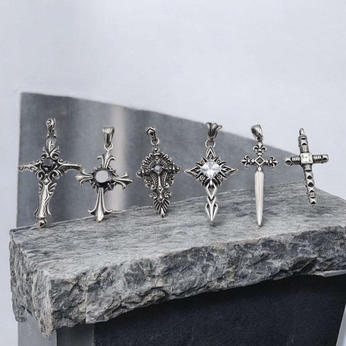 Stainless Steel Baroque & Dagger Cross Pendants for Jewelry Making