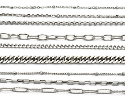 Premium Stainless Steel Chain Collection Saturn Rollo Cable Curb Clip Box Cuban - BeadsFindingDepot