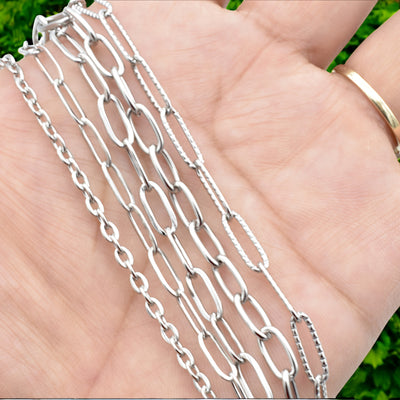 Stainless Steel Paper Clip Chain - Continuous Roll for Jewelry Making