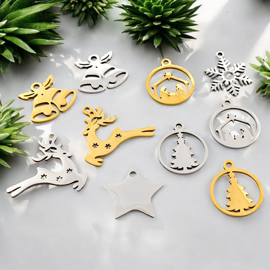 Festive Stainless Steel Charms- Holiday and Christmas collection BeadsFindingDepot