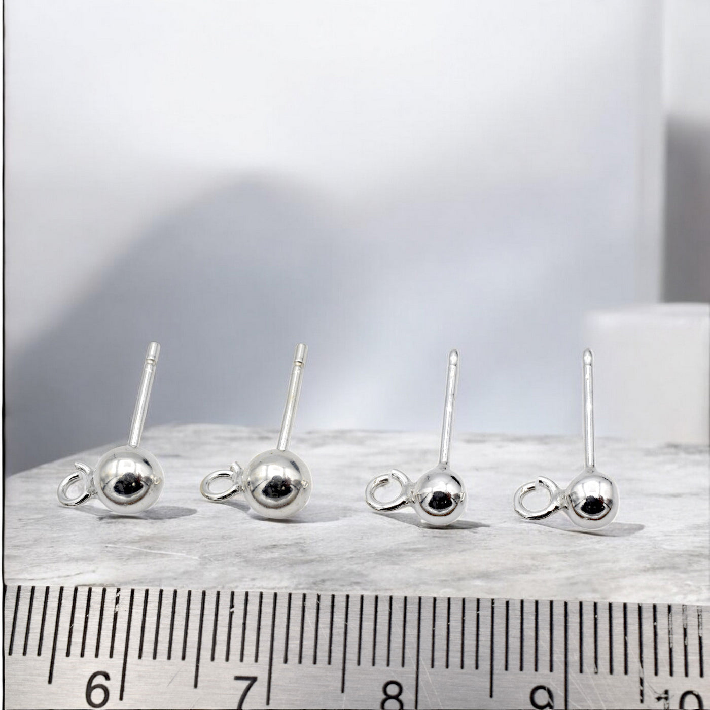 Sterling Silver 925 Ball Stud Earrings for Jewelry Making | Hypoallergenic Findings