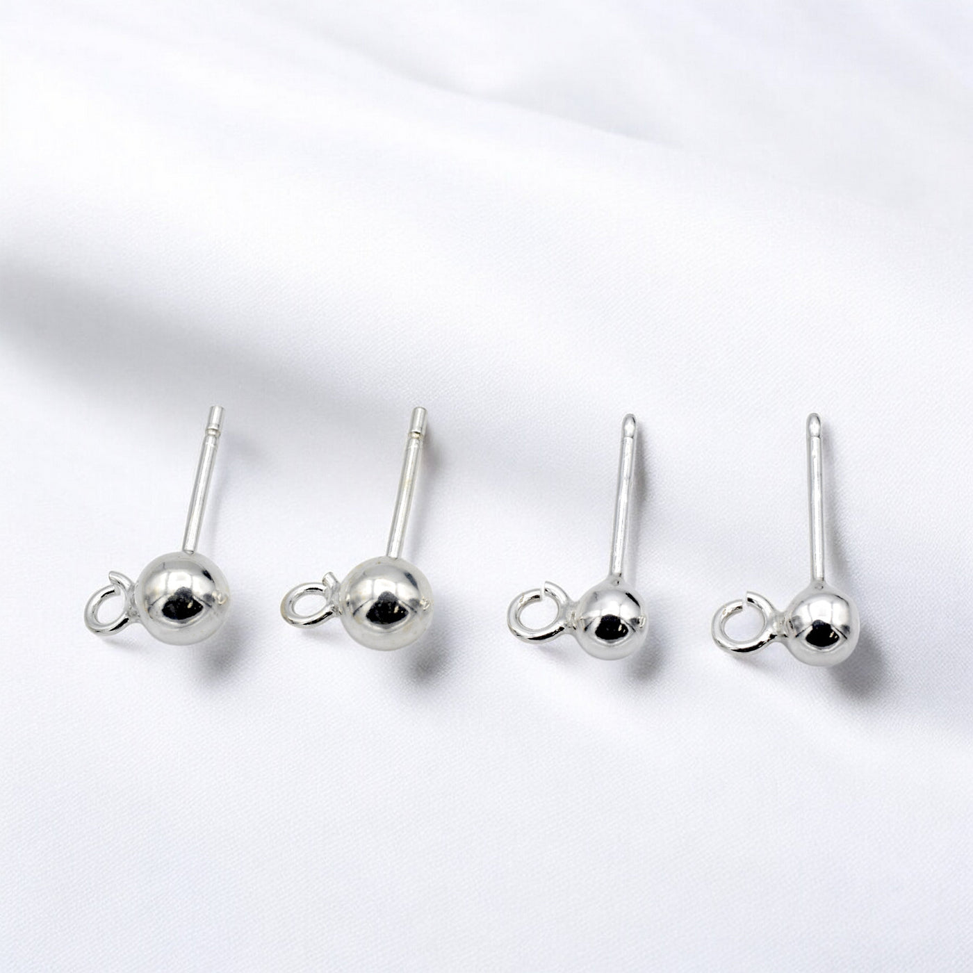Sterling Silver 925 Ball Stud Earrings for Jewelry Making | Hypoallergenic Findings