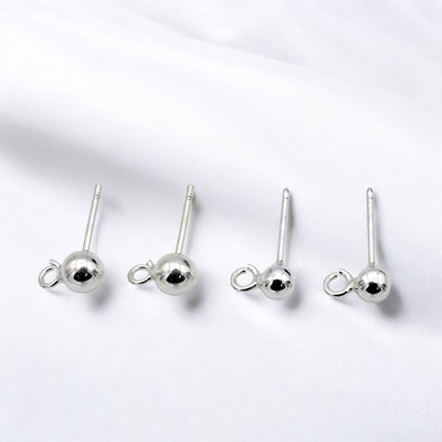 Sterling Silver 925 Ball Stud Earrings for Jewelry Making | Hypoallergenic Findings