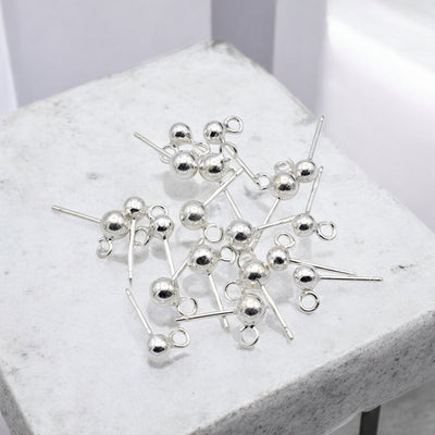 Sterling Silver 925 Ball Stud Earrings for Jewelry Making | Hypoallergenic Findings