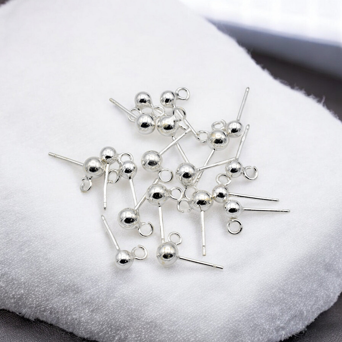 Sterling Silver 925 Ball Stud Earrings for Jewelry Making | Hypoallergenic Findings