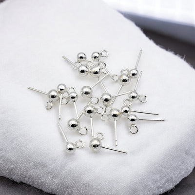Sterling Silver 925 Ball Stud Earrings for Jewelry Making | Hypoallergenic Findings
