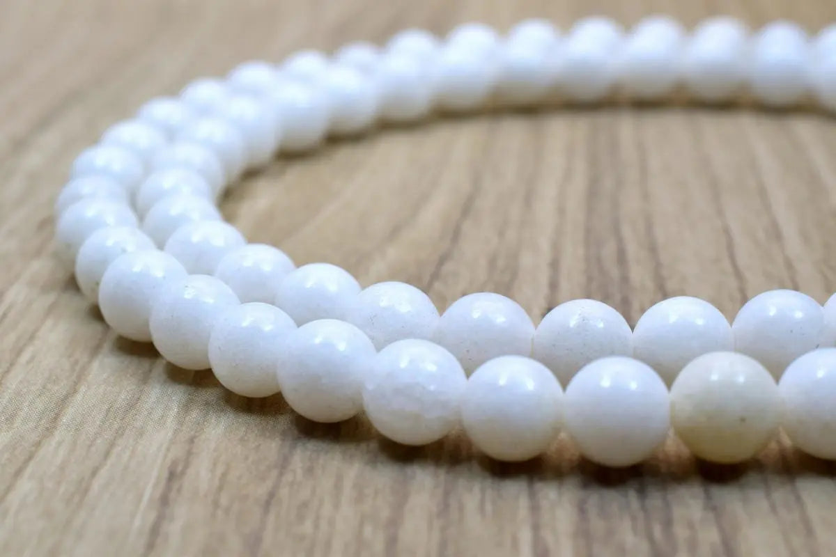 White Agate Gemstone Beads Round Beads 6mm Natural Stones Beads Healing chakra stones Jewelry Making Item# 789222065843 - BeadsFindingDepot