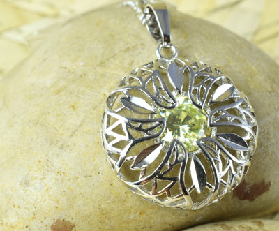 White Gold Filled Look, Circle Openwork Charm Rhodium Pendant Size 28x25mm CZ Cubic Zirconia