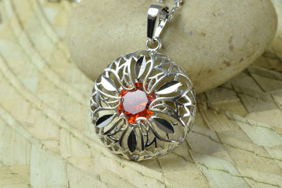 White Gold Filled Look, Circle Openwork Charm Rhodium Pendant Size 28x25mm CZ Cubic Zirconia