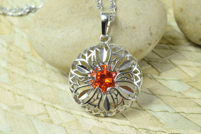 White Gold Filled Look, Circle Openwork Charm Rhodium Pendant Size 28x25mm CZ Cubic Zirconia