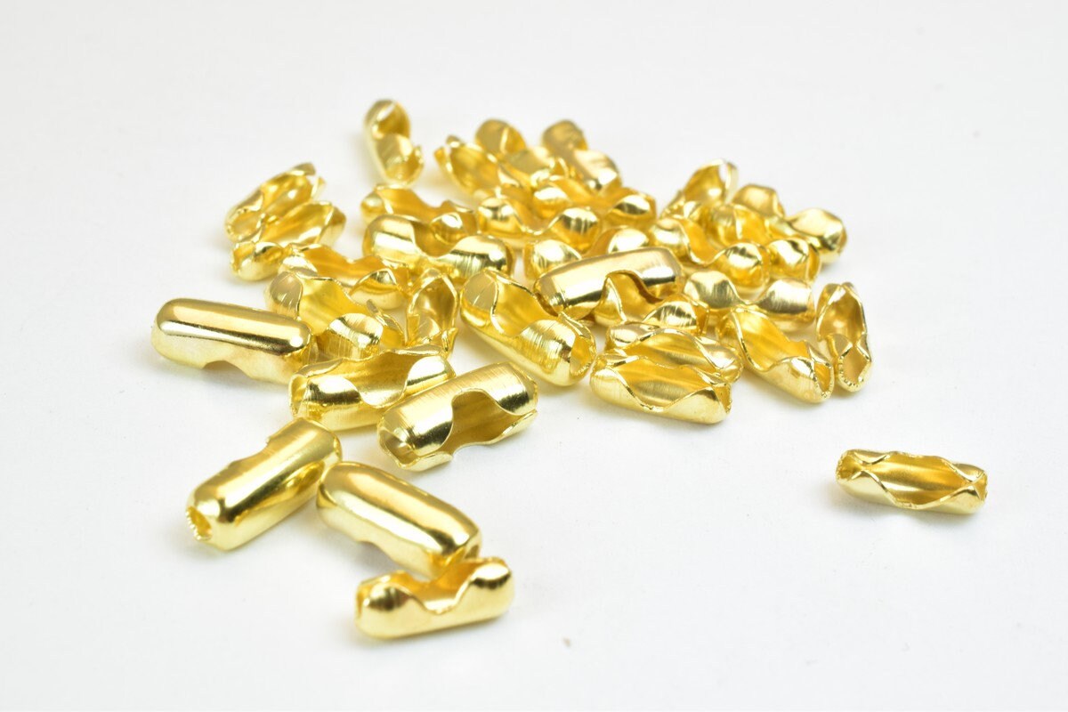 100 PCs Ball Chain Ending Ball Chain Clasp Gold Plated Beads Findings Size 2mm and 3mm For Jewelry Making