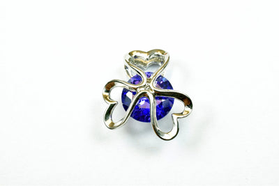 White Gold Filled Look, Heart Flower Charm Rhodium Pendant 15mm With CZ Cubic Zirconia
