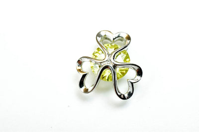 White Gold Filled Look, Heart Flower Charm Rhodium Pendant 15mm With CZ Cubic Zirconia