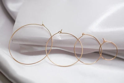 Wire Hoop hook Earring 18K Gold Filled Look, Size 20mm/30mm/40mm/50mm Thickness 0.8mm