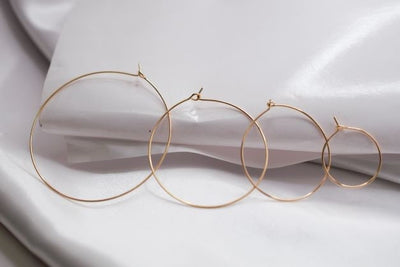 Wire Hoop hook Earring 18K Gold Filled Look, Size 20mm/30mm/40mm/50mm Thickness 0.8mm