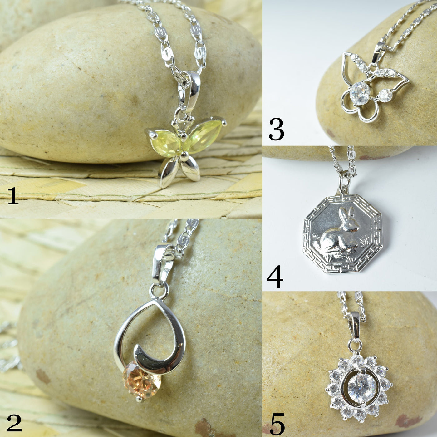 White Gold Filled Look, Rhodium Pendants With CZ Cubic Zirconia For- RP09, RP12, RP17, RP32, RP43
