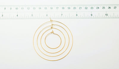 Wire Hoop hook Earring 18K Gold Filled Look, Size 20mm/30mm/40mm/50mm Thickness 0.8mm