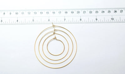 Wire Hoop hook Earring 18K Gold Filled Look, Size 20mm/30mm/40mm/50mm Thickness 0.8mm