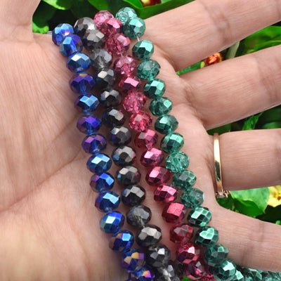 Faceted Crystal Rondelle Beads, Strands for Jewelry Making, Shiny Spacer Beads, DIY Bracelet Necklace Supplies, Gemstone Colors