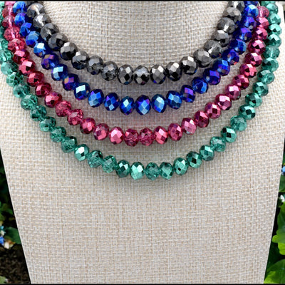 Faceted Crystal Rondelle Beads, Strands for Jewelry Making, Shiny Spacer Beads, DIY Bracelet Necklace Supplies, Gemstone Colors