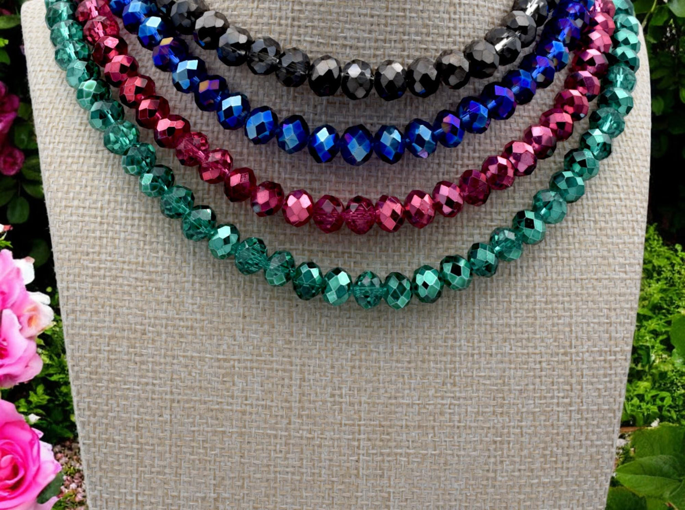 Faceted Crystal Rondelle Beads, Strands for Jewelry Making, Shiny Spacer Beads, DIY Bracelet Necklace Supplies, Gemstone Colors