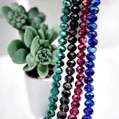 Faceted Crystal Rondelle Beads, Strands for Jewelry Making, Shiny Spacer Beads, DIY Bracelet Necklace Supplies, Gemstone Colors