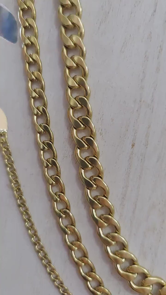 Gold-plated Stainless-Steel Curb chain for jewelry making sizes 10mm 8mm 6mm 4mm sold by yard