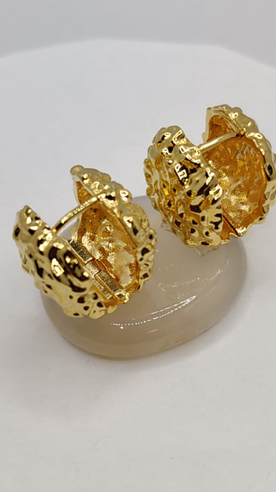 Gold-Filled Textured Dome Earrings – Bold and Artistic Statement