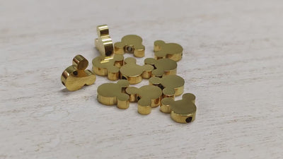 18k & 14k Gold Mickey Mouse Slider Beads | Jewelry Making Supplies