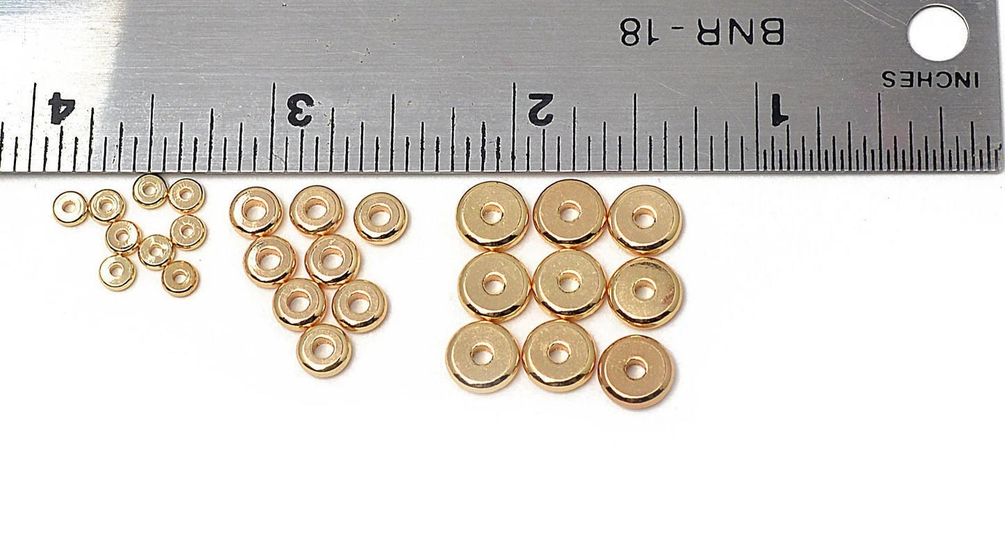 Gold Filled ep Plain roundel spacer bead 4mm 6mm 8mm 10mm for jewelry making 18k BeadsFindingDepot