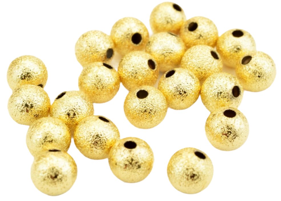 Gold textured round beads for jewelry making.