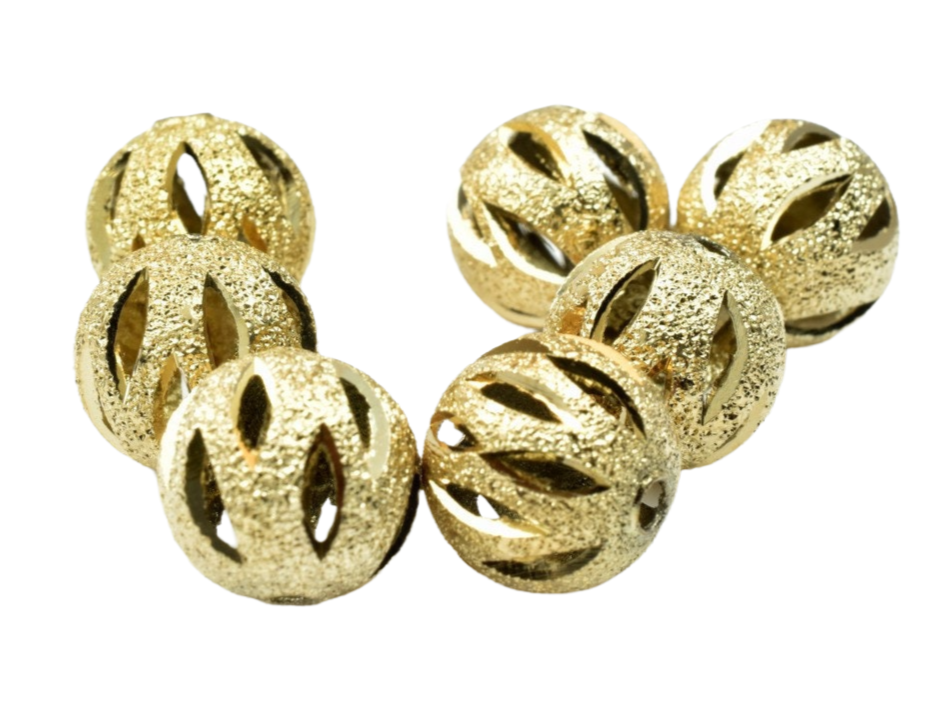 Gold textured round spacer beads for jewelry making.