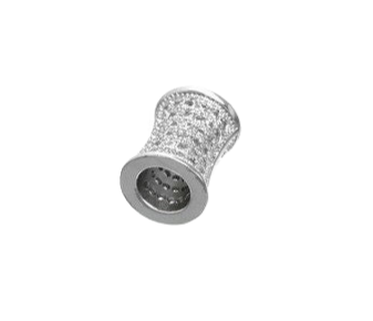 Beaded Jewelry Micro Pave Rhodium Plated Bead With Cubic Zirconia CZ Rhinestone Spacer Beads For Jewelry Making #GFM60W BeadsFindingDepot