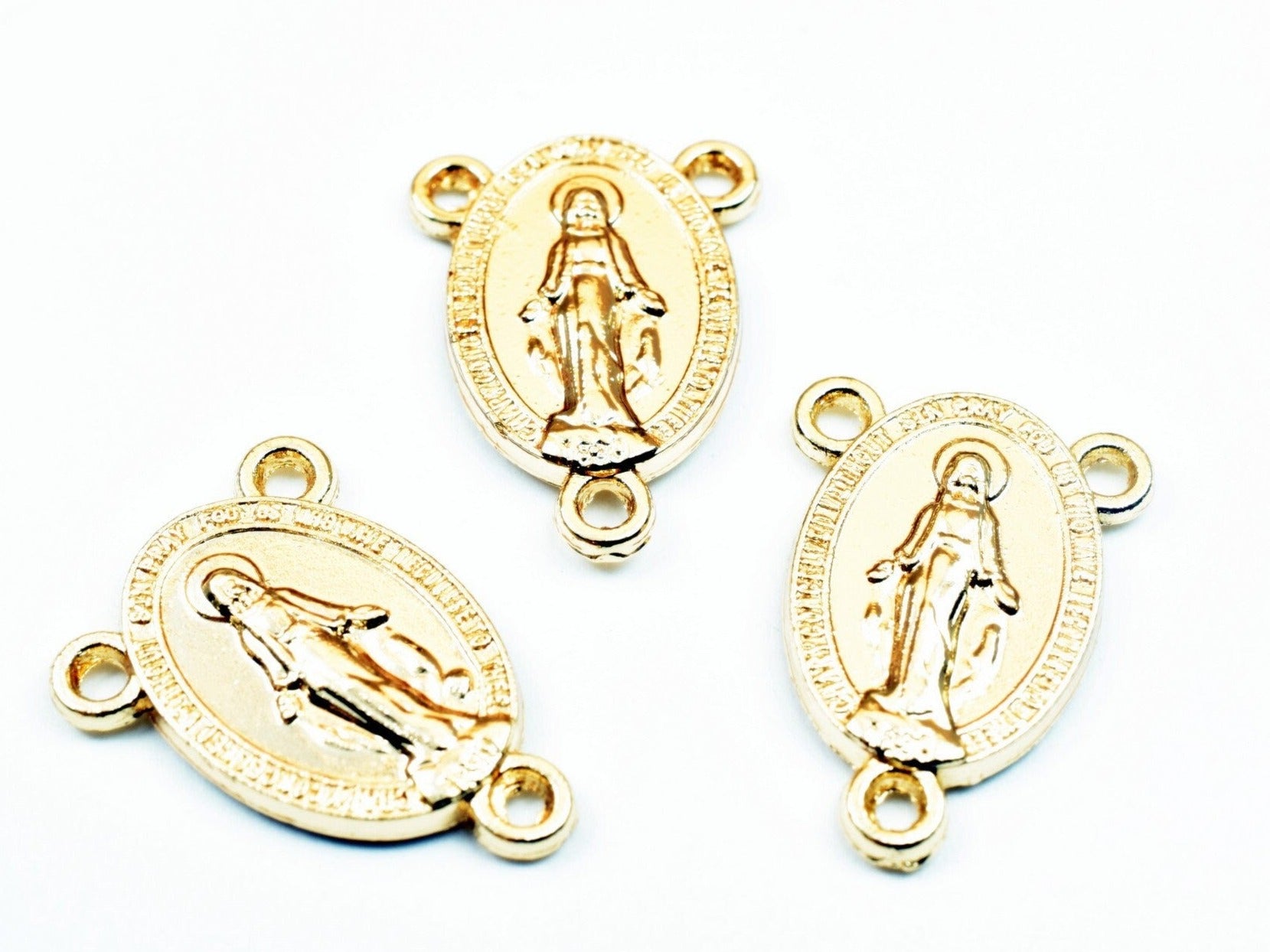 18K Gold Filled Virgin Mary Y Connector - Elegant 20x14.5mm Religious Jewelry Finding for Rosary Making, Durable & Hypoallergenic BeadsFindingDepot