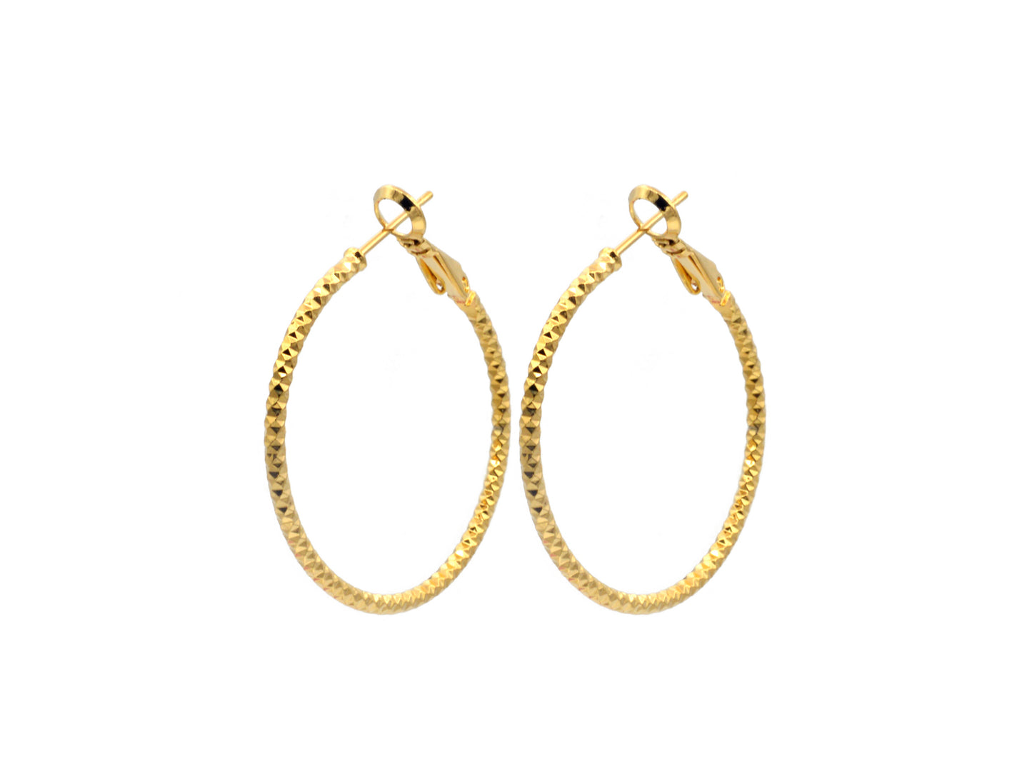 Diamond Cut  Hoop Earring Gold Filled EP 18Kt Jewelry Making 30mm Earring For Every Body 2mm thickness Diamond Cut Earring Different Closure BeadsFindingDepot