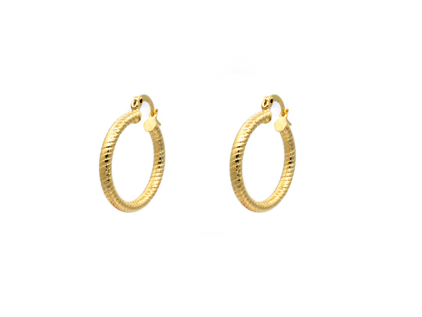 Diamond Cut Hoop Earring Gold Filled EP 18Kt , Jewelry Gift 15mm ,25mm Small to Large Earring For Every one 3mm thickness Bamboo Earring BeadsFindingDepot