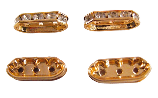 Gold rhinestone spacer beads for jewelry making.