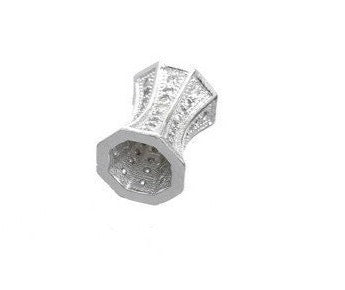 Beaded Jewelry 2 Side Cone Spacer Micro Pave Rhodium Plated Bead With Cubic Zirconia CZ Rhinestone Spacer Beads For Jewelry Making #GFM63W BeadsFindingDepot