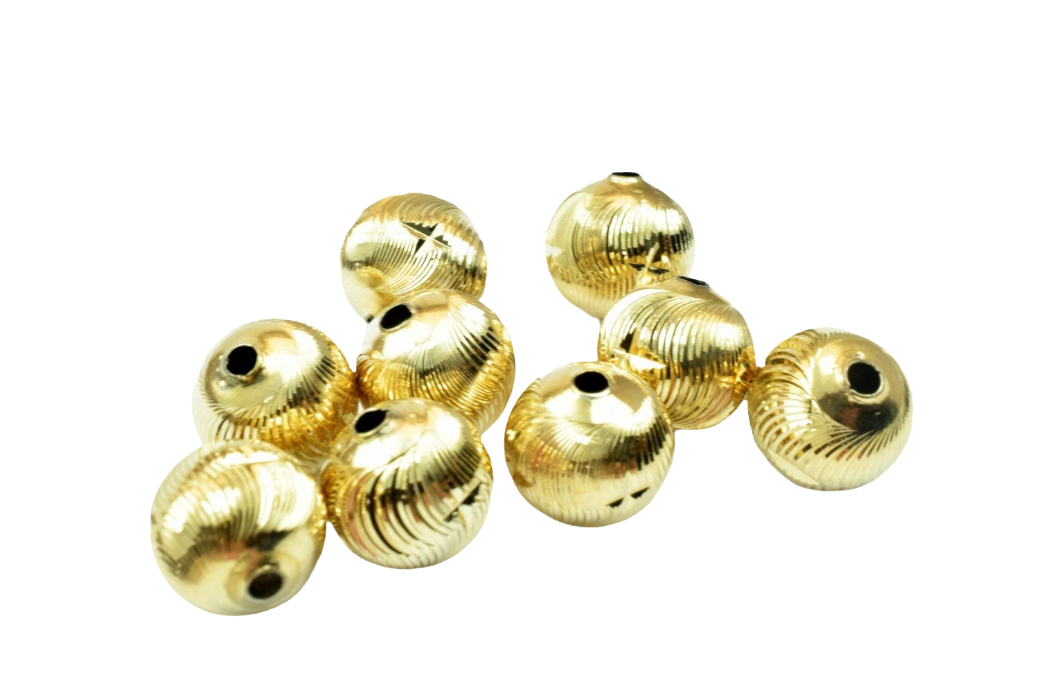 Gold round textured spacer beads for jewelry making.