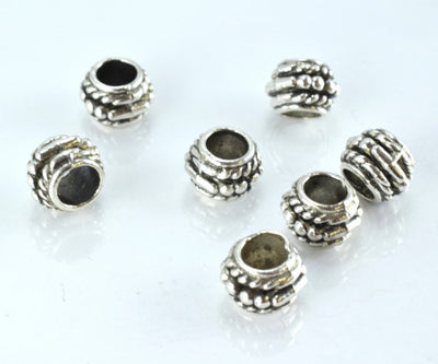 6x9mm Antique Silver Braided Textured Decorative Metal Alloy Beads, Sold by 1 pack of 20pcs, 3mm hole opening