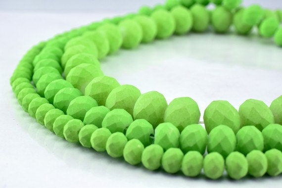3 Strands Matte Glass Beads Donut Rondelle Faceted Jewelry Decoration Chandelier 3x4mm/4x6mm/6x8mm 3 Sizes Group 60 PCs ea Item#789222042837