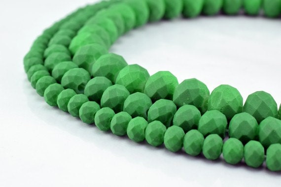 3 Strands Matte Glass Beads Donut Rondelle Faceted Jewelry Decoration Chandelier 3x4mm/4x6mm/6x8mm 3 Sizes Group 60 PCs ea Item#789222042813