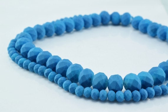 2 Strands Matte Glass Beads Donut Rondelle Faceted Jewelry Decoration Chandelier 3x4mm and 6x8mm. 2 Sizes Group 60 PCs ea Item#789222042981