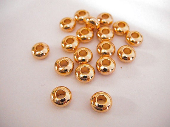 Gold Filled EP Roundel Spacer Plain Beads, 18K Findings For Jewelry Making BeadsFindingDepot