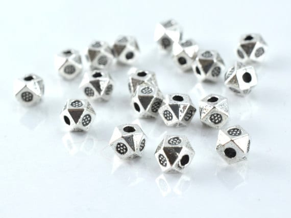 4mm Dimensional Textured Alloy Antique Silver Metal Beads, 1mm hole opening, Sold by 1 pack of 50pcs