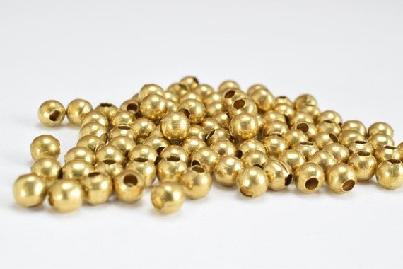 4mm Brass Round Beads, 100 PCs, Smooth Seamless Spacer Beads for Jewelry Making